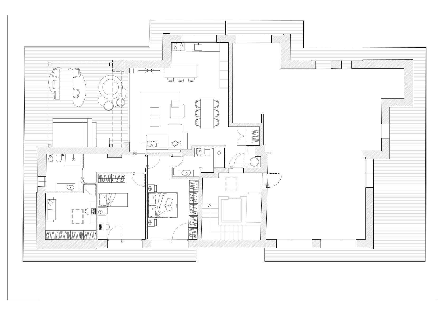 pianta arredata Penthouse in Boario Terme